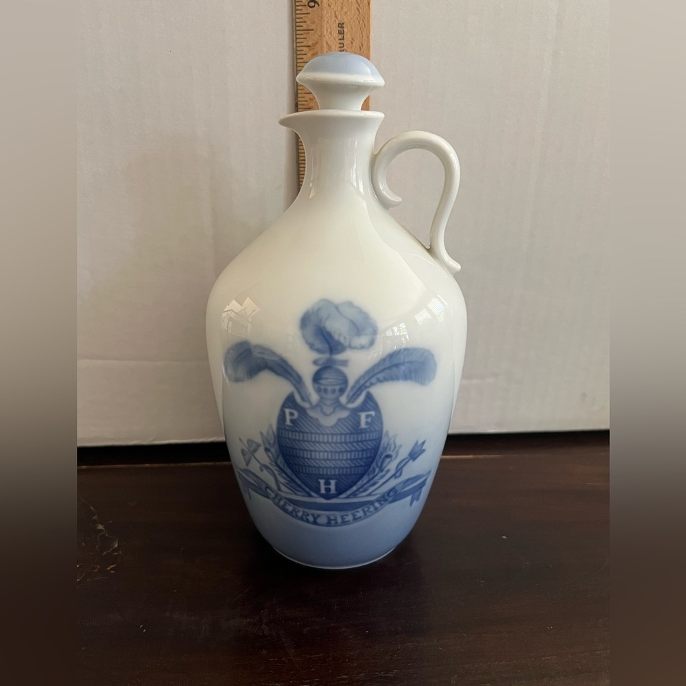 Vintage Bing and Grondahl Cherry Heering Porcelain HandPainted Blue Jug Decanter